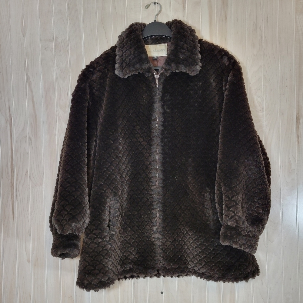Jacobson’s Brown Faux Fur Coat Sz Small
